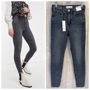 NEW! TOPSHOP JAMIE HIGH WAIST SKINNY Jeans Washed Black Size 26 Womens NWT